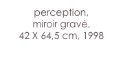 perception,
miroir gravé,
42 X 64,5 cm, 1998