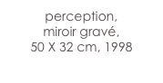 perception,
miroir gravé,
50 X 32 cm, 1998