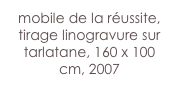 mobile de la réussite,
tirage linogravure sur tarlatane, 160 x 100 cm, 2007