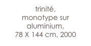 trinité,
monotype sur aluminium,
78 X 144 cm, 2000