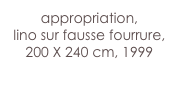 appropriation,
lino sur fausse fourrure,
200 X 240 cm, 1999