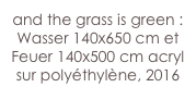 and the grass is green :
Wasser 140x650 cm et Feuer 140x500 cm acryl sur polyéthylène, 2016